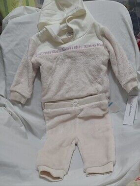 Calvin Klein Ivory Plush Hooded Baby Outfit